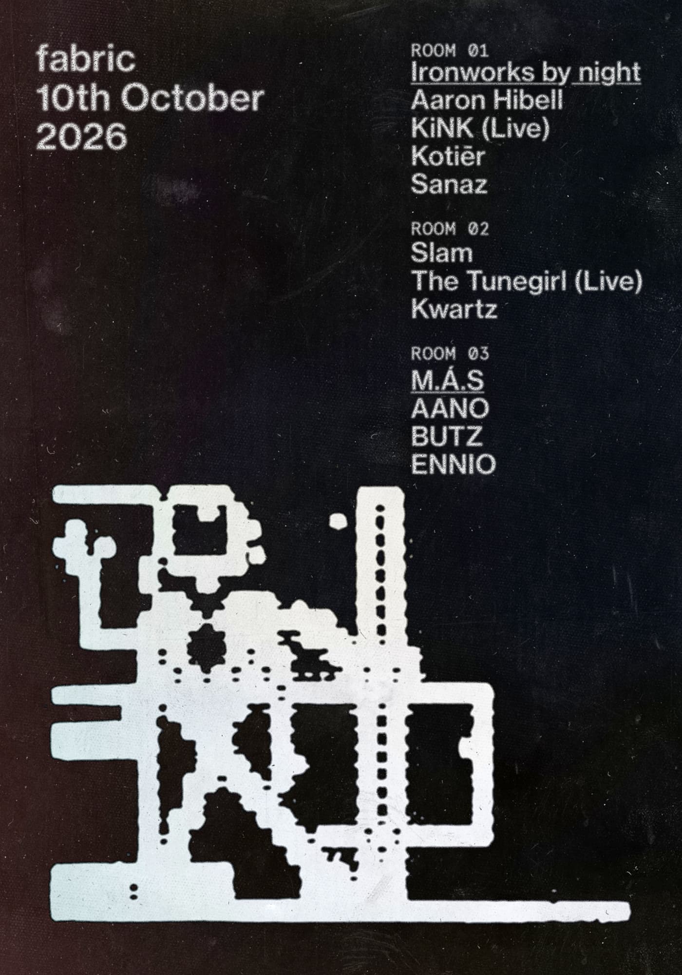 Aaron Hibell, KiNK (Live), Slam, The Tunegirl (Live), Sanaz, Kotiēr, Kwartz at Fabric London artwork