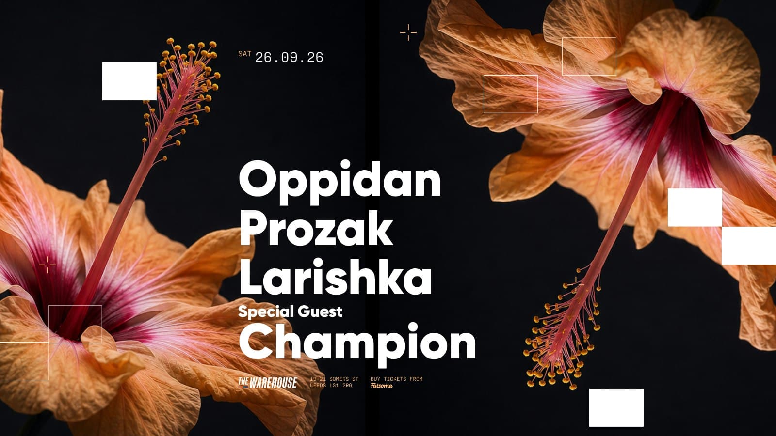 The Warehouse: Oppidan, Prozak, Larishka + Special Guest Champion artwork
