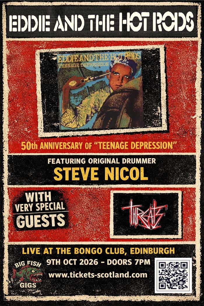 Eddie and the Hot Rods ('Teenage Depression' 50th Anniversary Tour) + Threats artwork